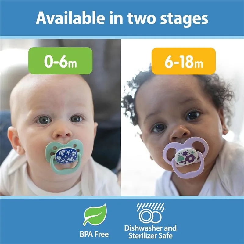 Dr. Brown's Advantage Pacifiers, Stage 1, Glow In The Dark, Coral Ocean, 2-Pack - Image 6