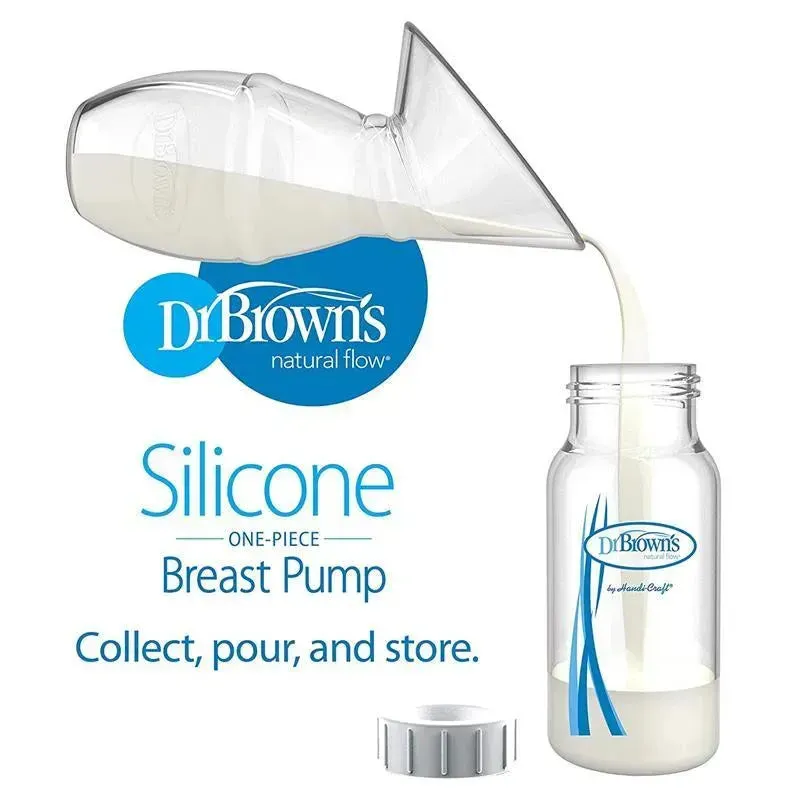 Dr. Brown's Milkflow Silicone Breast Pump, Breast Milk Catcher with Options+ Anti-Colic Baby Bottle & Travel Bag - Image 2