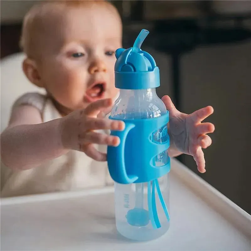 Dr. Brown's - Narrow Sippy Straw Bottles W/ Silicone Handles, Blue - Image 2