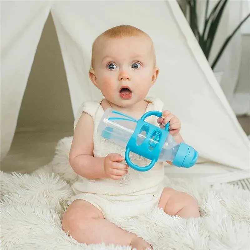 Dr. Brown's - Narrow Sippy Straw Bottles W/ Silicone Handles, Blue - Image 4