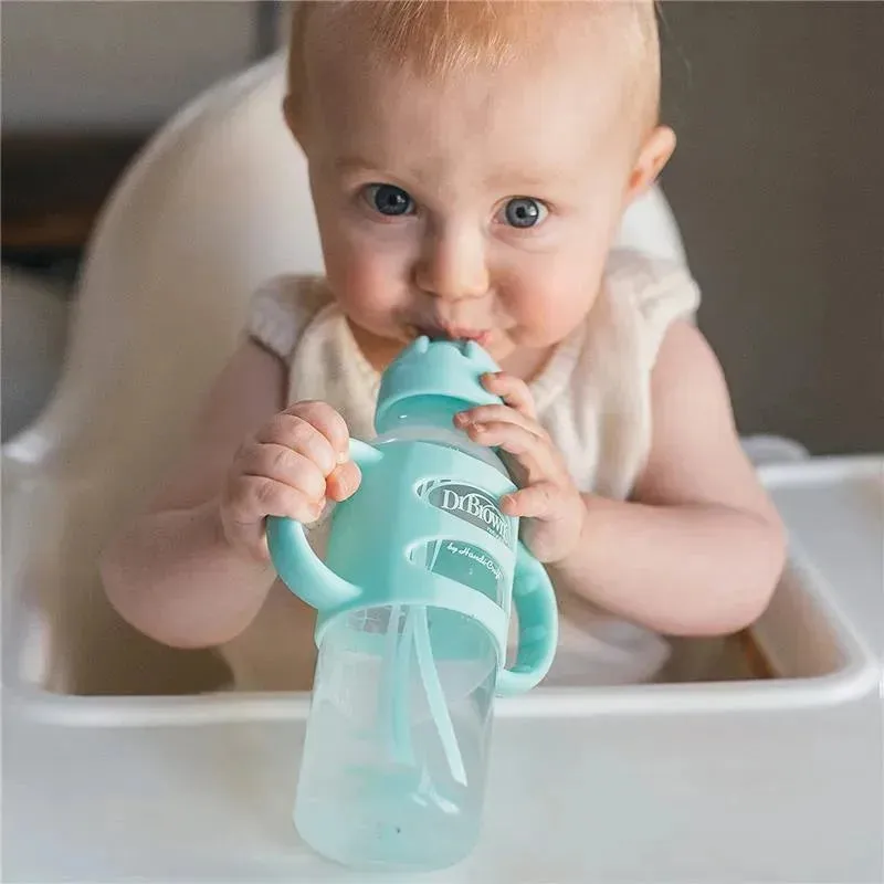 Dr. Brown's - Narrow Sippy Straw Bottles W/ Silicone Handles, Green - Image 2