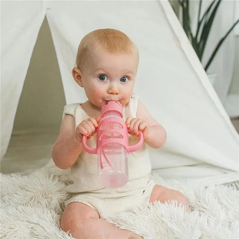 Dr. Brown's - 8Oz Narrow Sippy Straw Bottles W/ Silicone Handles, Pink - Image 5