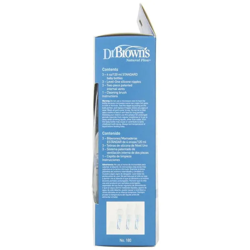 Dr. Brown's - 3Pk Natural Flow Standard Polypropylene Bottle, 4Oz - Image 2