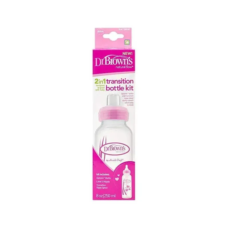 Dr. Brown’s - Natural Flow Anti-Colic Options+ Narrow Sippy Bottle Starter Kit, 8Oz - Image 2