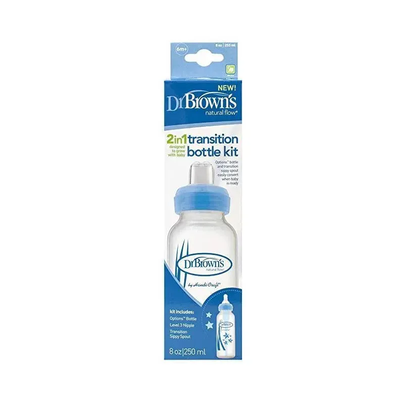 Dr. Brown's - 1Pk Natural Flow Anti-Colic Options+ Narrow Sippy Bottle Starter Kit, 8Oz - Image 2