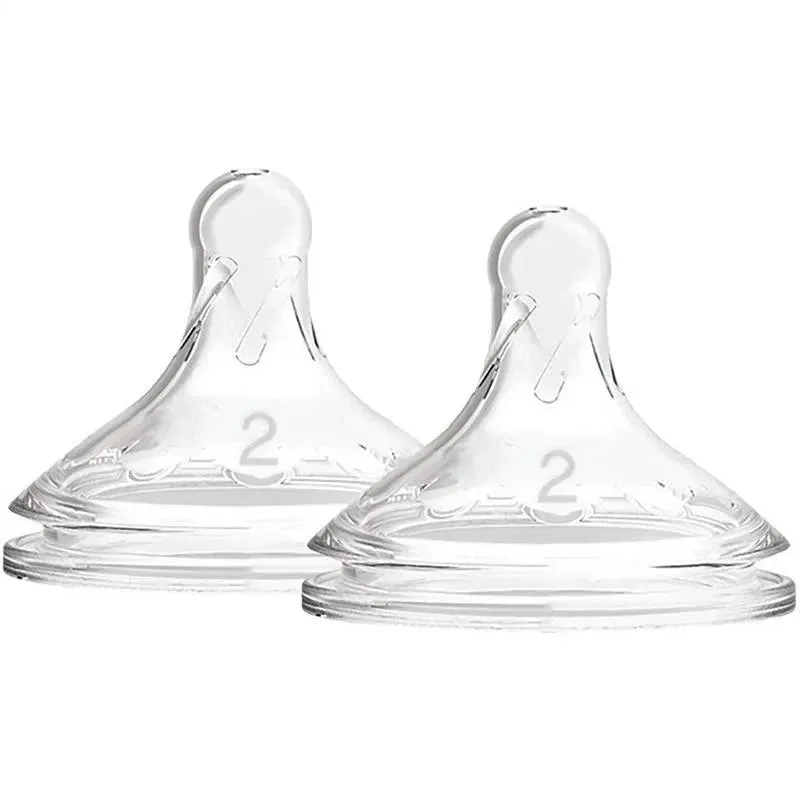 Dr. Brown's Options+ Level 2 Wide-Neck Silicone Bottle Nipples, 2-Pack
