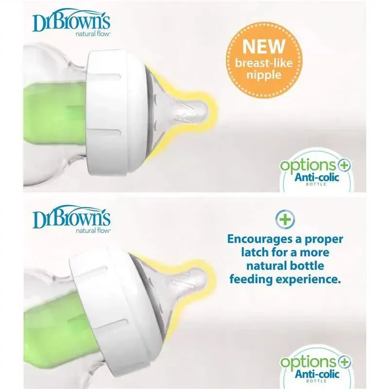 Dr. Brown's Options+ Level 2 Wide-Neck Silicone Bottle Nipples, 2-Pack - Image 3