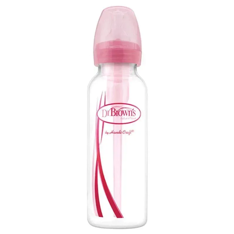 Dr. Brown - 8 Oz Options+ Narrow Anti-Colic Baby Bottle, Pink