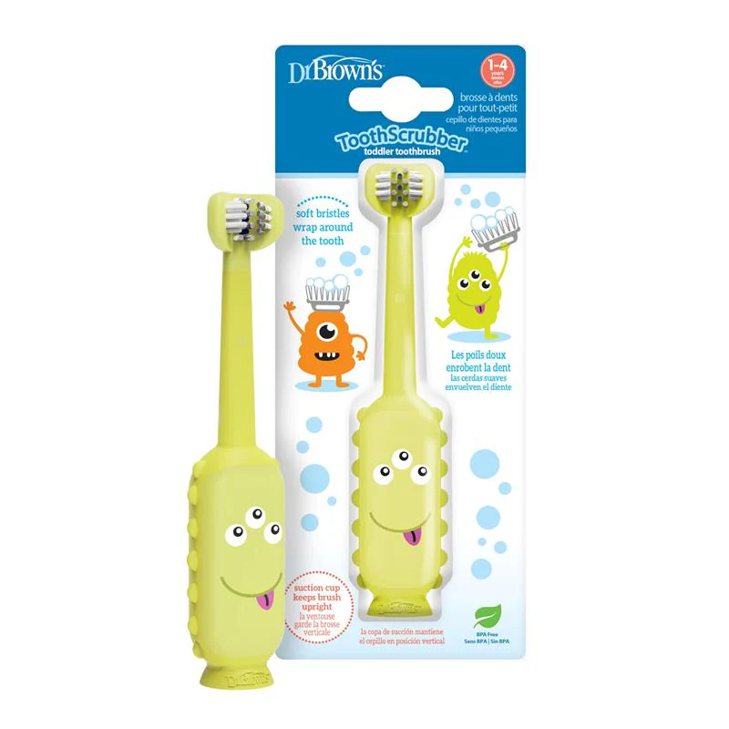 Dr. Brown's ToothScrubber Toddler Toothbrush, Green Monster