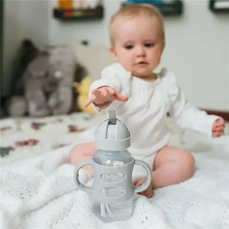 Dr. Brown's - Wide-Neck Sippy Straw Bottles W/ Silicone Handles, Gray - Image 5