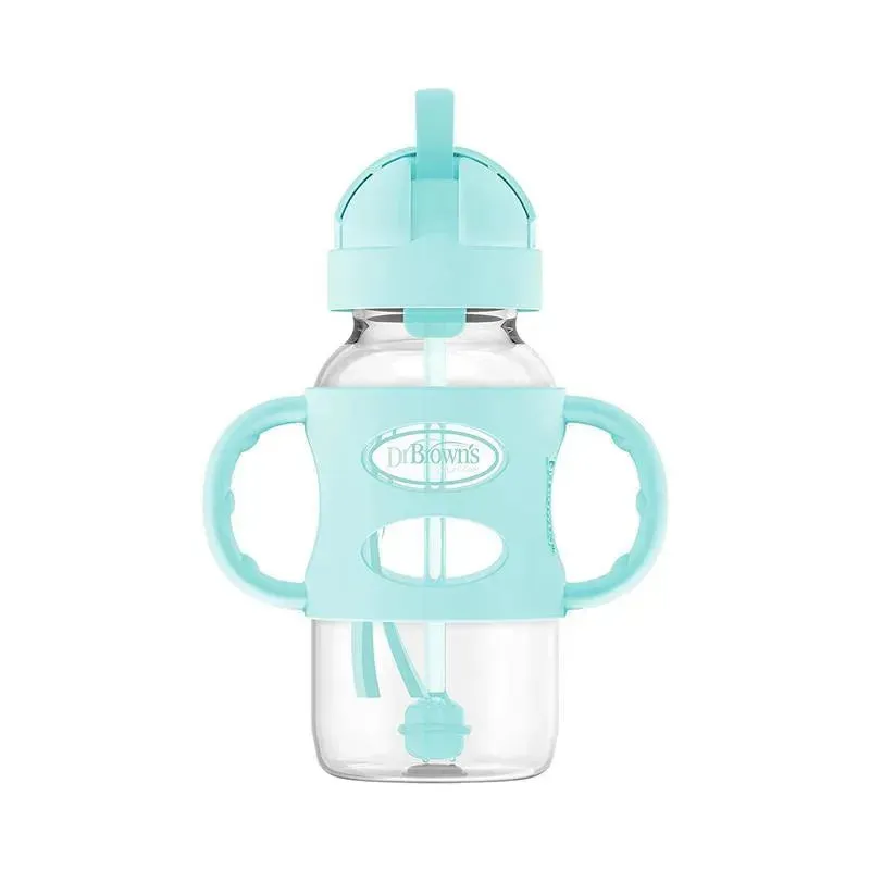 Dr. Brown's - Wide-Neck Sippy Straw Bottles W/ Silicone Handles, Green - Image 2