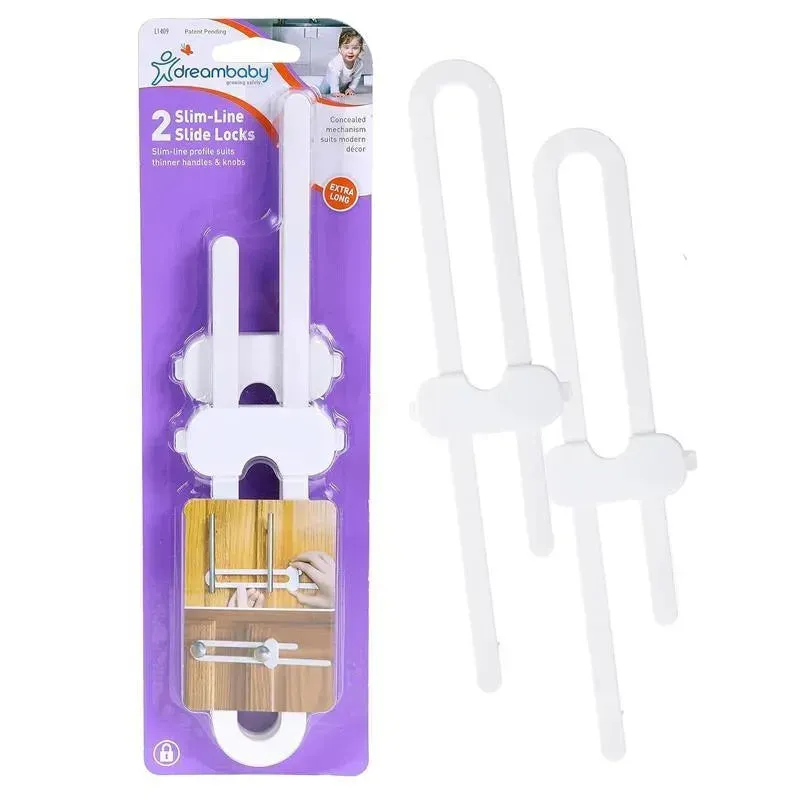 Dreambaby - 2Pk Slimline Slide Lock for Baby Proofing