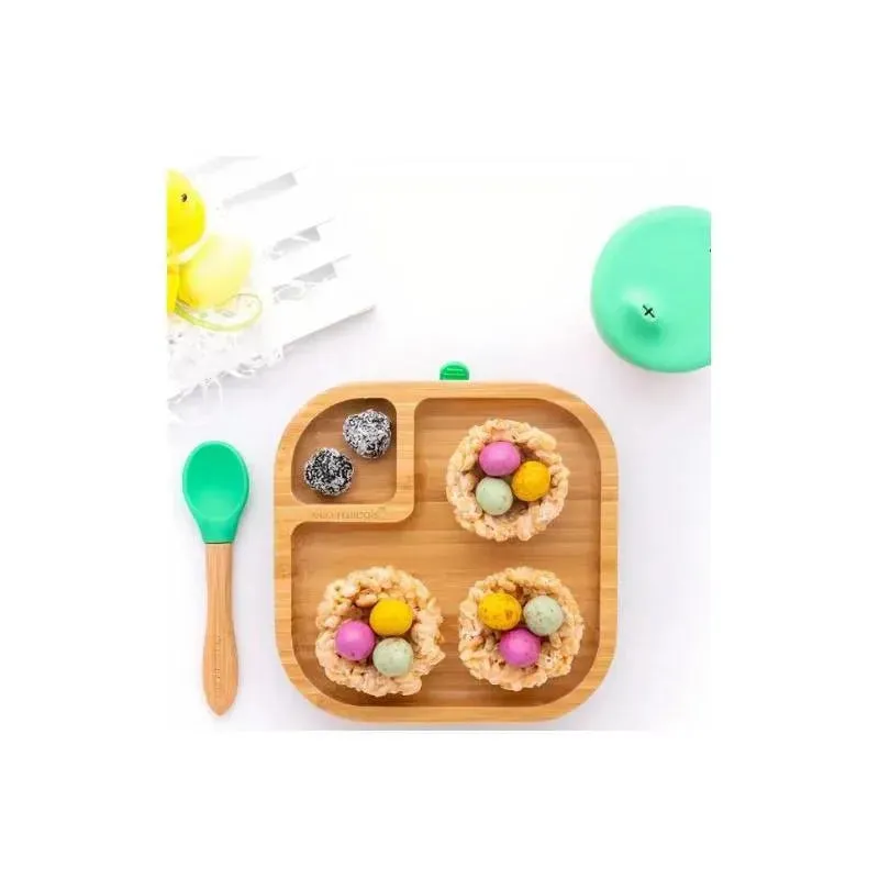 Eco Rascals Bamboo Suction Plate With Two Sections Classic, Blue - Image 3