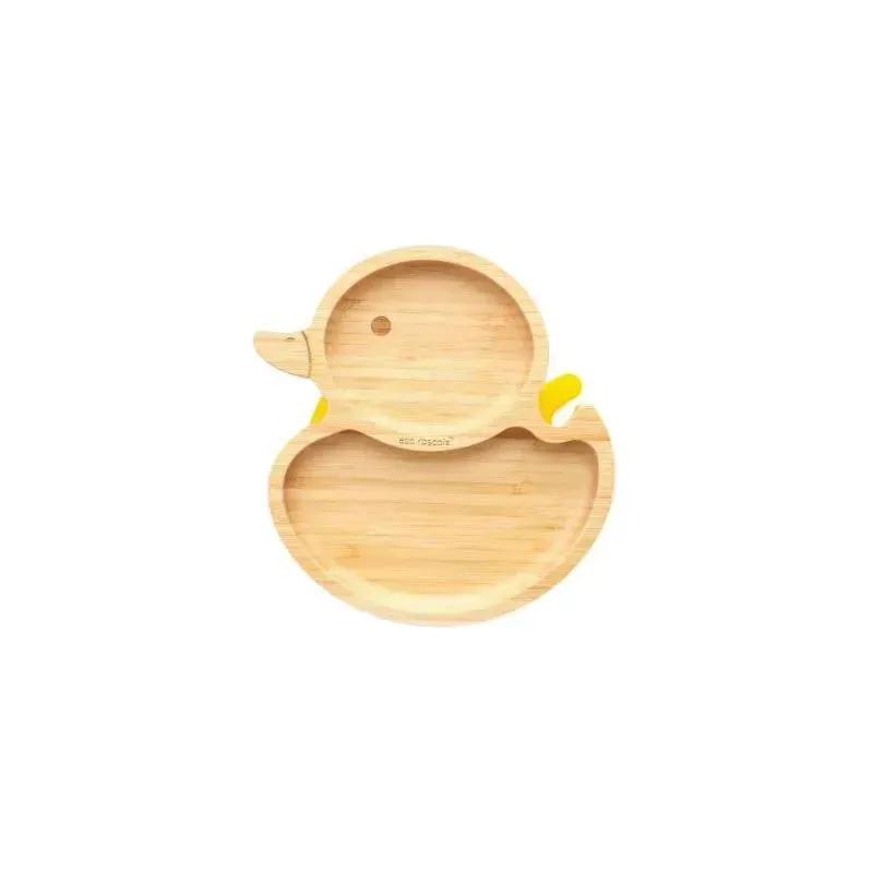 Eco Rascals Bamboo Suction Plate With Two Sections Duck, Yellow - Image 2