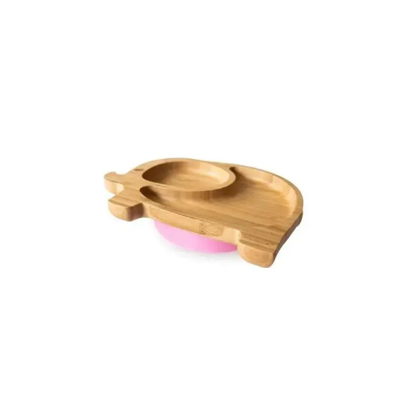 Eco Rascals Bamboo Suction Plate With Two Sections Elephant, Pink
