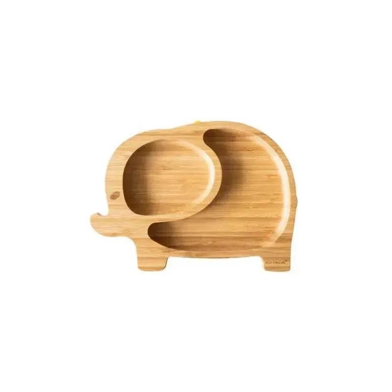 Eco Rascals Bamboo Suction Plate With Two Sections Elephant, Pink - Image 2