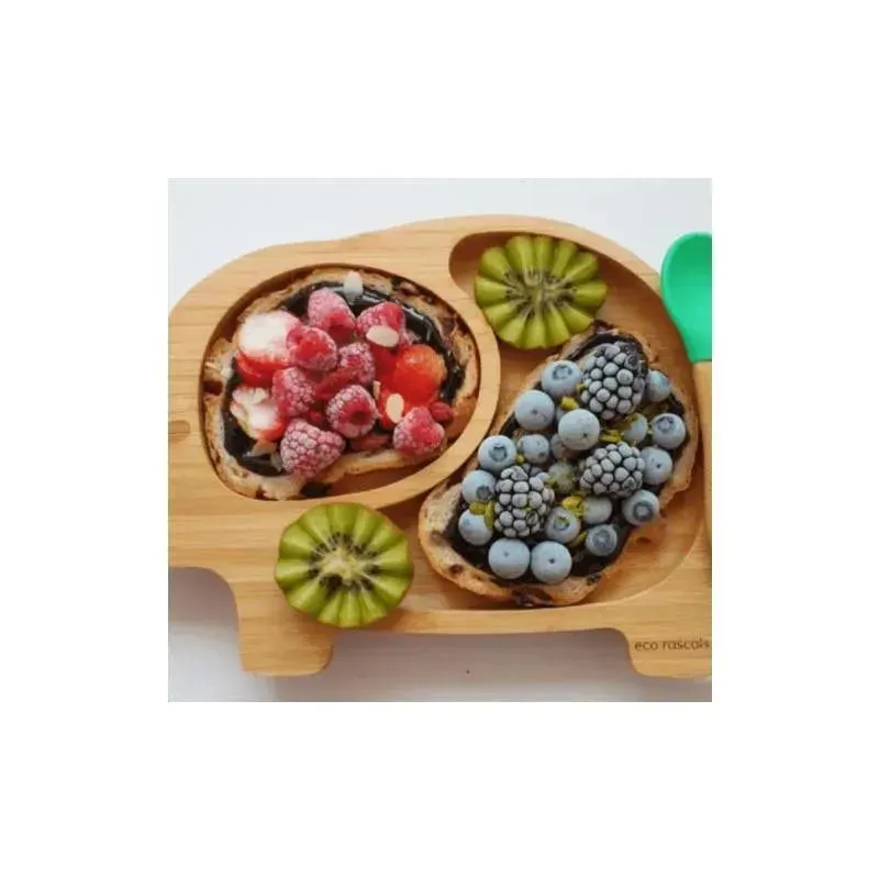 Eco Rascals Bamboo Suction Plate With Two Sections Elephant, Pink - Image 3
