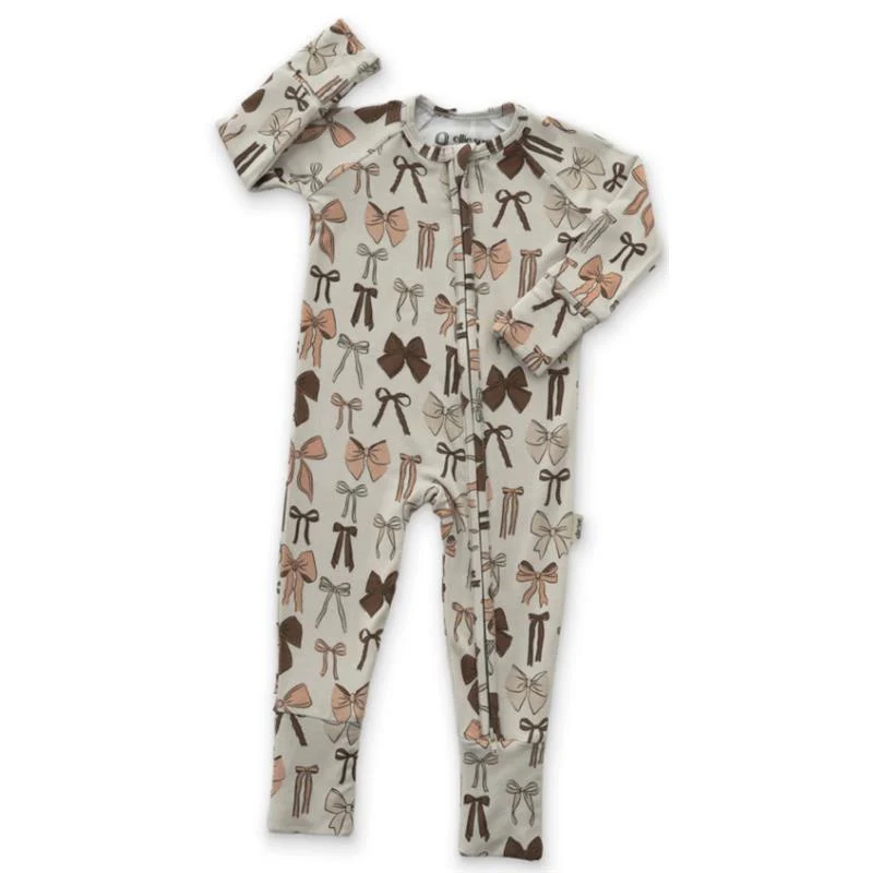 Ellie Sue - Baby Bows Zipper Romper