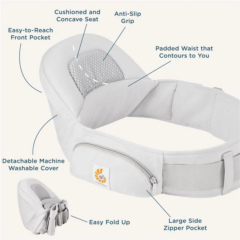 Ergobaby Lift Hip Seat Baby Carrier, Pearl Grey - Image 6