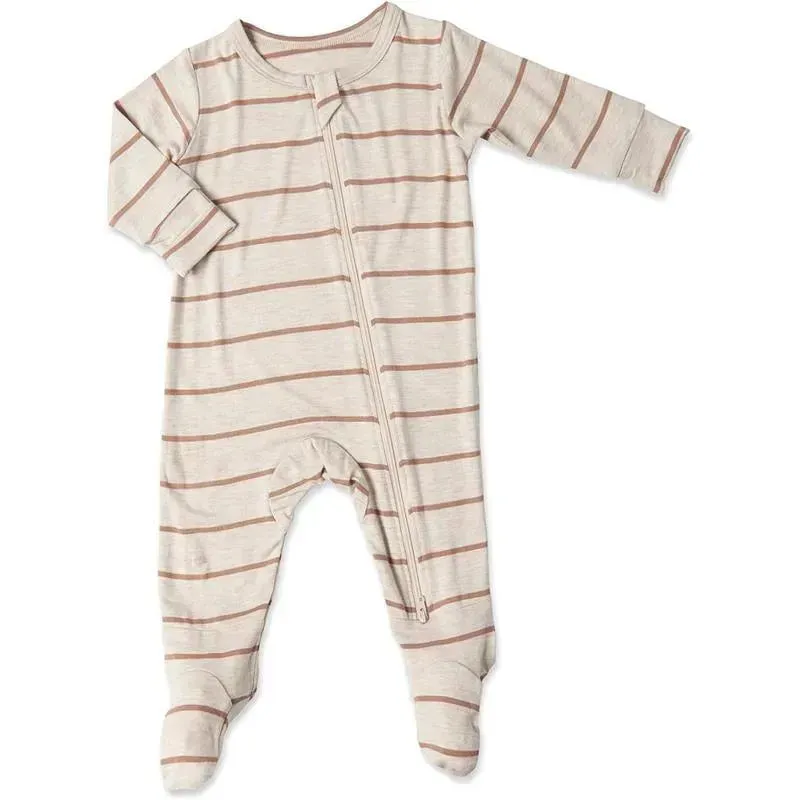 Everly Grey - Baby Grey Footie, 3-6 Months, Mocha Stripe