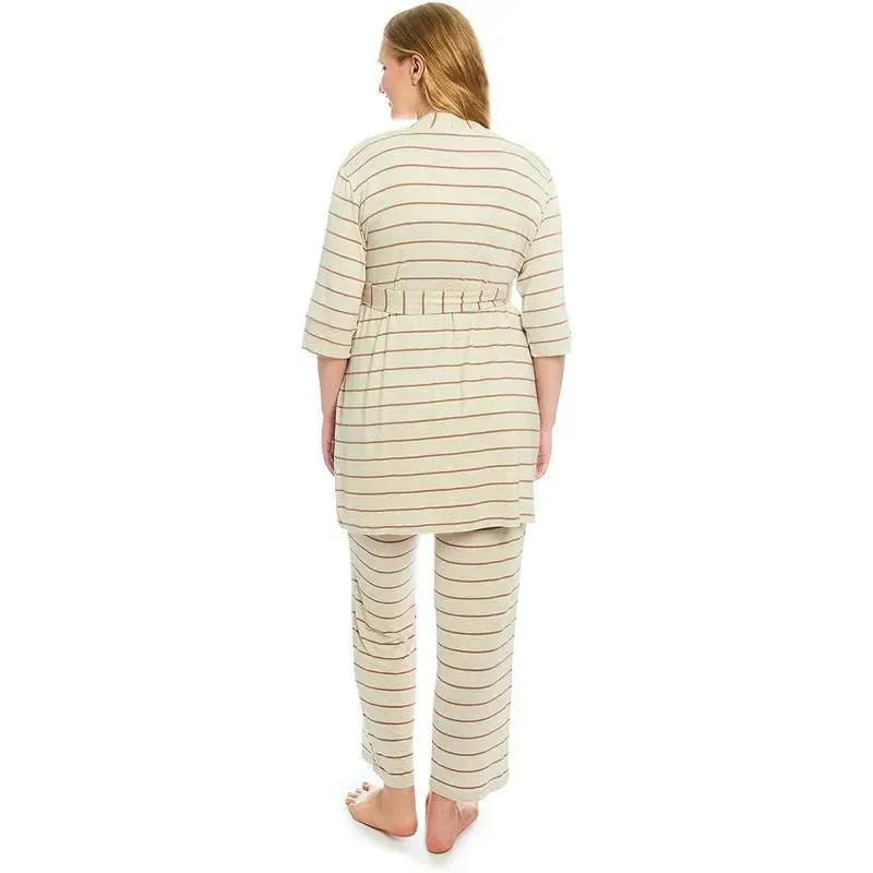Everly Grey - Maternity and Nursing PJ Pant Set for Mom and Baby, Mocha Stripe, Large - Image 5