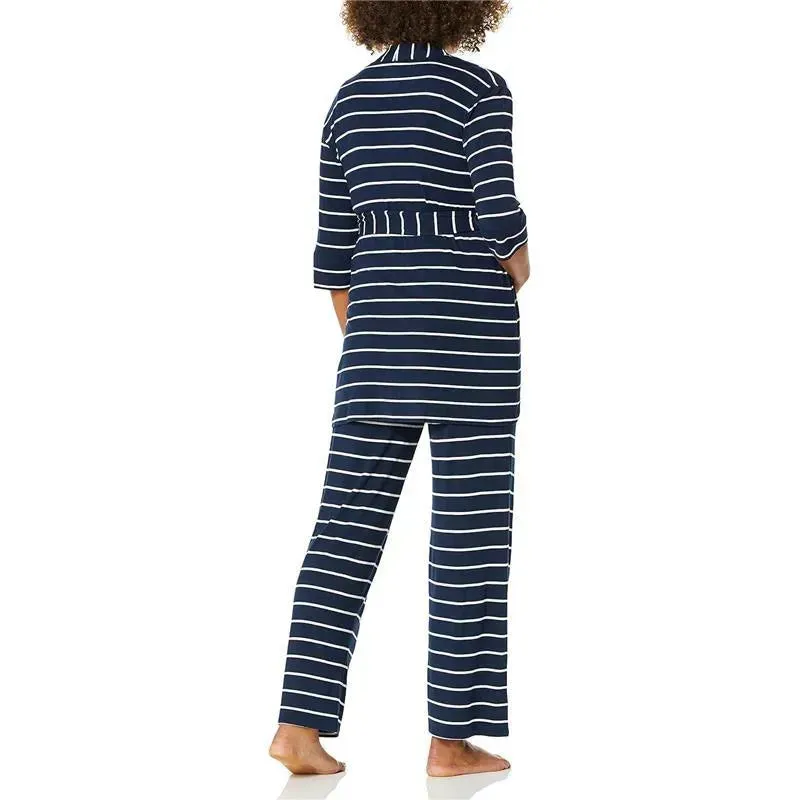 Everly Grey - Maternity and Nursing PJ Pant Set for Mom and Baby, Navy Stripe, Medium - Image 3