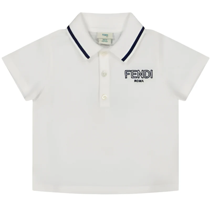Fendi Baby - Baby Boy Short Sleeve Polo Tee Logo Embroidery