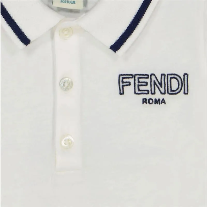 Fendi Baby - Baby Boy Short Sleeve Polo Tee Logo Embroidery - Image 3