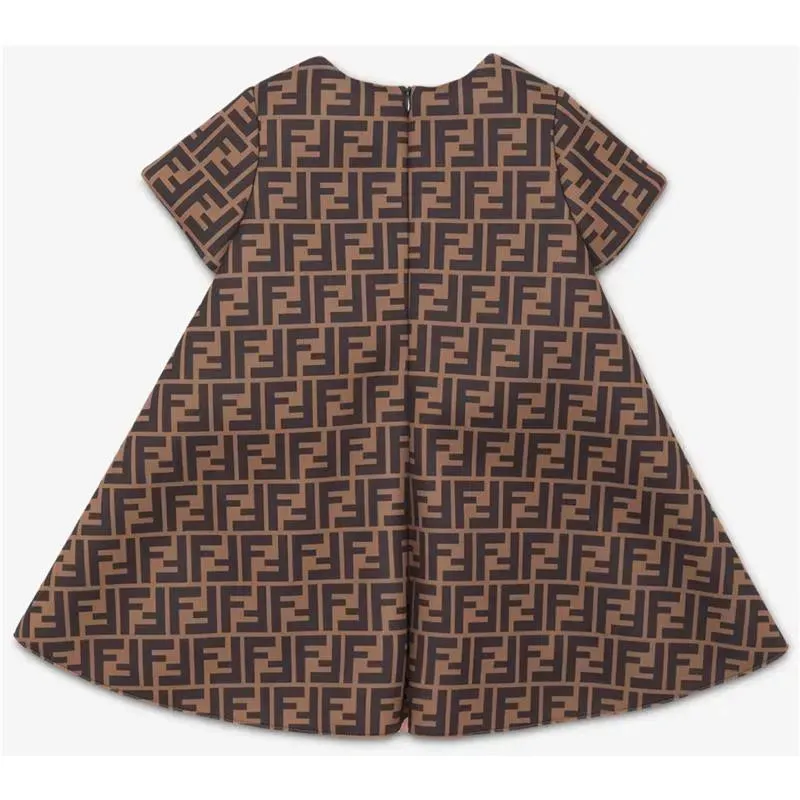 Fendi Baby - Baby Dress with All-Over Fendi Logo and Pink Blush Bow, 12M - Image 3