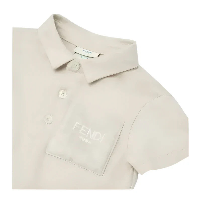 Fendi Baby - Beige Cotton Jersey Baby Polo Shirt with Chest Pocket - Image 2