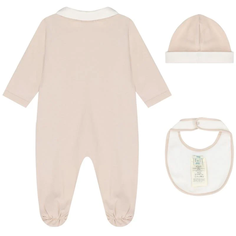 Fendi - Baby Footie Bib & Hat Set With Bear Graphic - Image 2