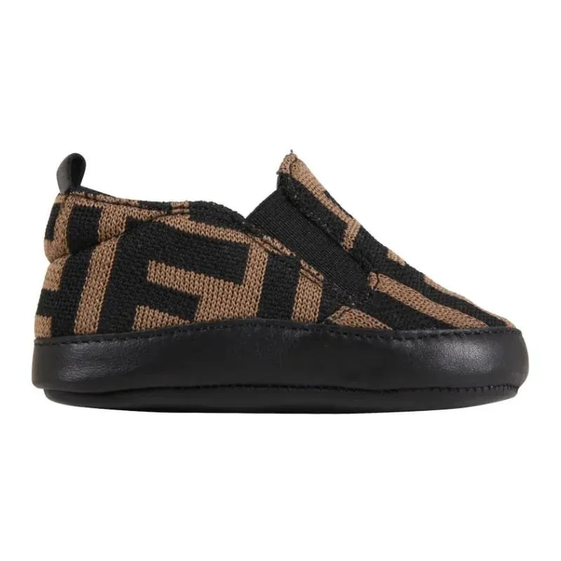 Fendi Baby - Neutral Ff Allover Slip On Crib Shoe - Image 2
