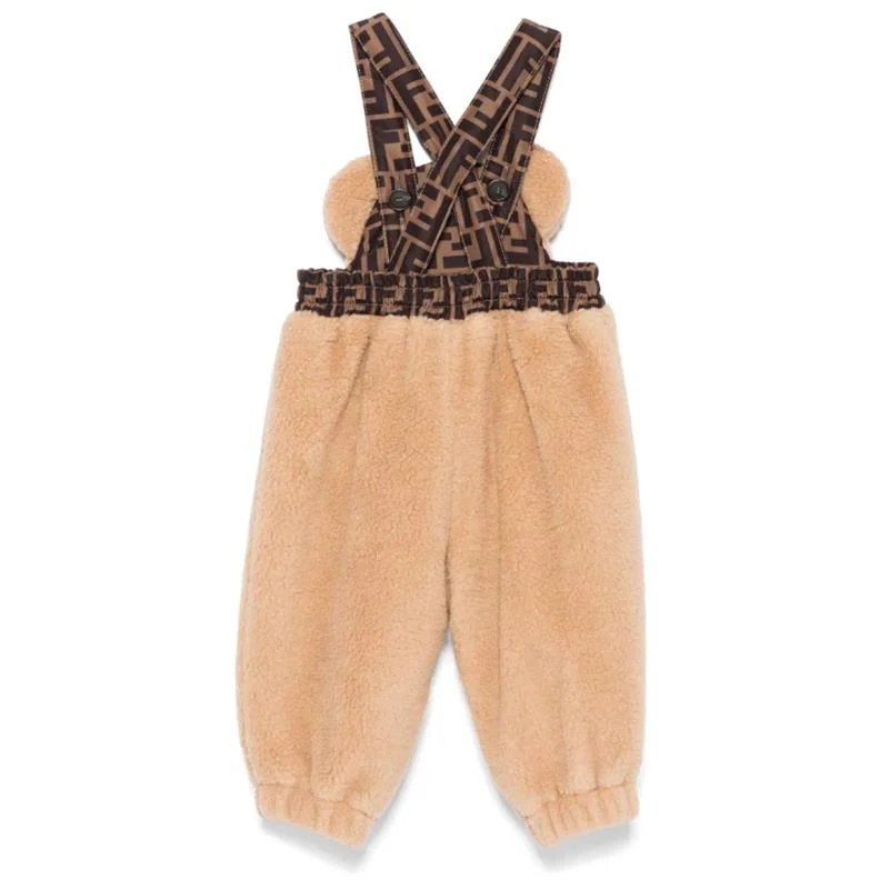 Fendi Baby - Short Sleeve Romper With Logo Beige - Image 2
