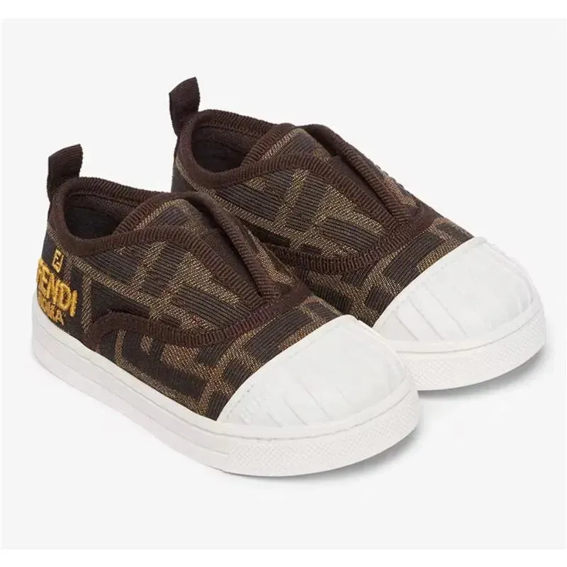 Fendi Baby - Tobacco Jacquard Junior Sneakers for First Steps - Image 3