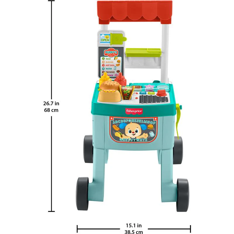 Fisher Price - Baby Learning Toy Laugh & Learn 4-in-1 Snack Cart Walker with 14 Pieces for Toddler - Image 6