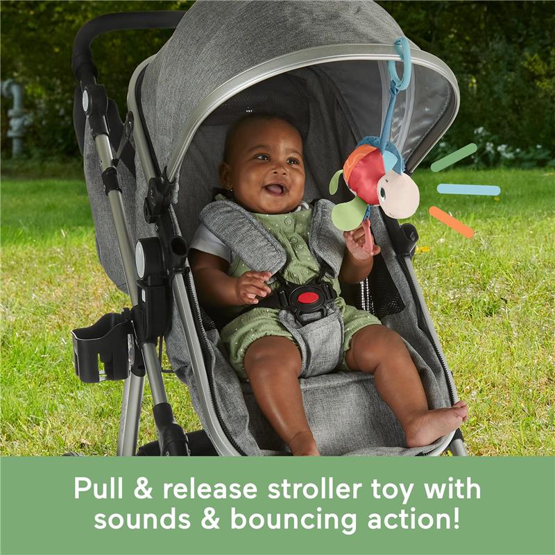 Fisher Price - Baby Stroller Toy Planet Friends Sea Me Bounce Turtle Plush with Teether - Image 3