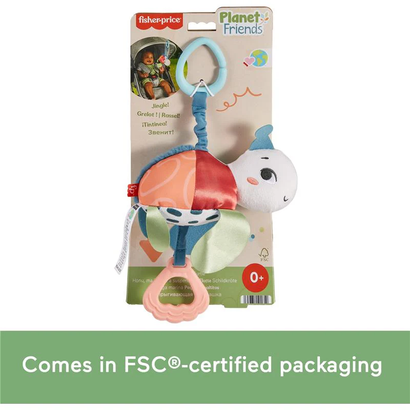 Fisher Price - Baby Stroller Toy Planet Friends Sea Me Bounce Turtle Plush with Teether - Image 6
