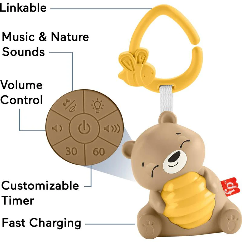 Fisher Price - Baby Toy Beary Soothing Portable Sound Machine with Music - Image 4
