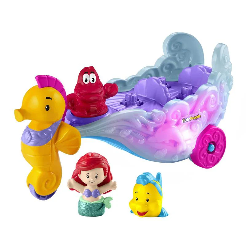 Fisher Price - Little People Toddler Toy Disney Princess Ariel's Light-Up Sea Carriage Musical Vehicle
