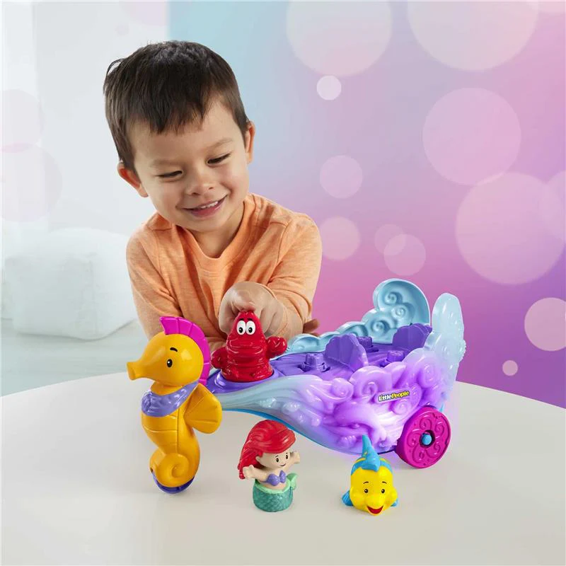 Fisher Price - Little People Toddler Toy Disney Princess Ariel's Light-Up Sea Carriage Musical Vehicle - Image 2