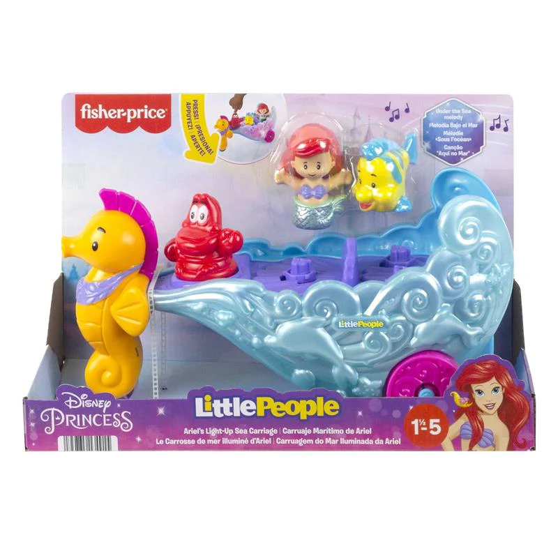 Fisher Price - Little People Toddler Toy Disney Princess Ariel's Light-Up Sea Carriage Musical Vehicle - Image 6