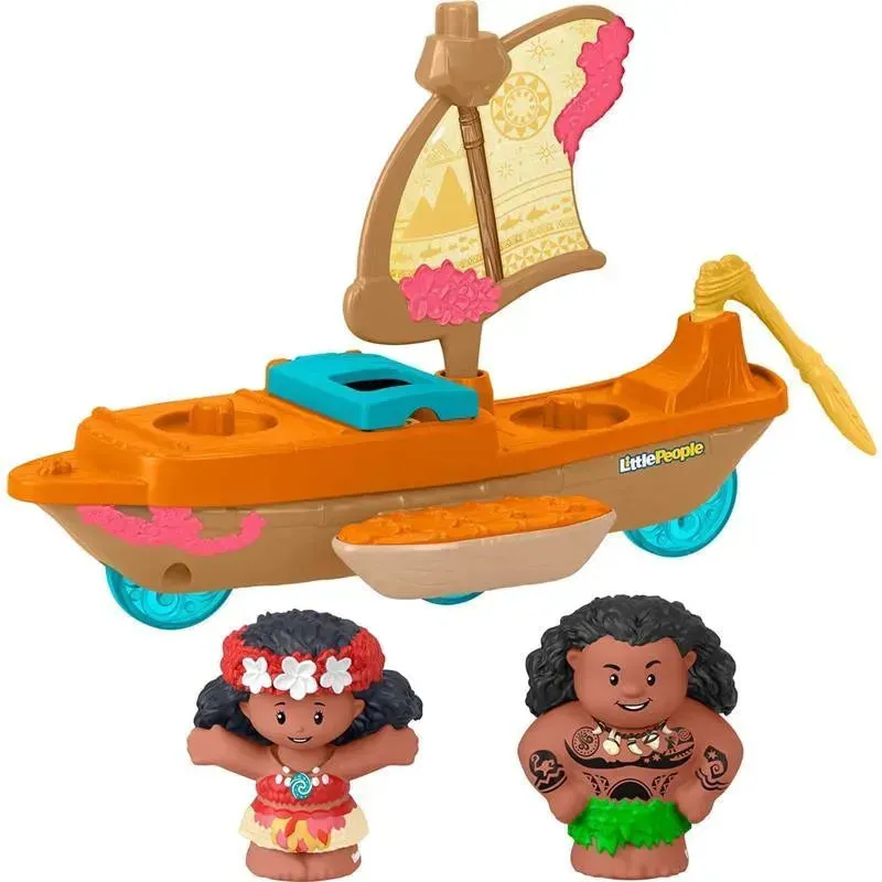 Fisher Price - Little People Toddler Toys Disney Princess Moana & Maui’s Canoe Sail Boat with 2 Figures