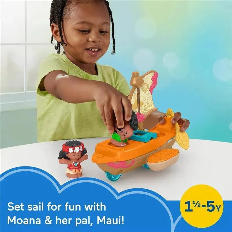 Fisher Price - Little People Toddler Toys Disney Princess Moana & Maui’s Canoe Sail Boat with 2 Figures - Image 2