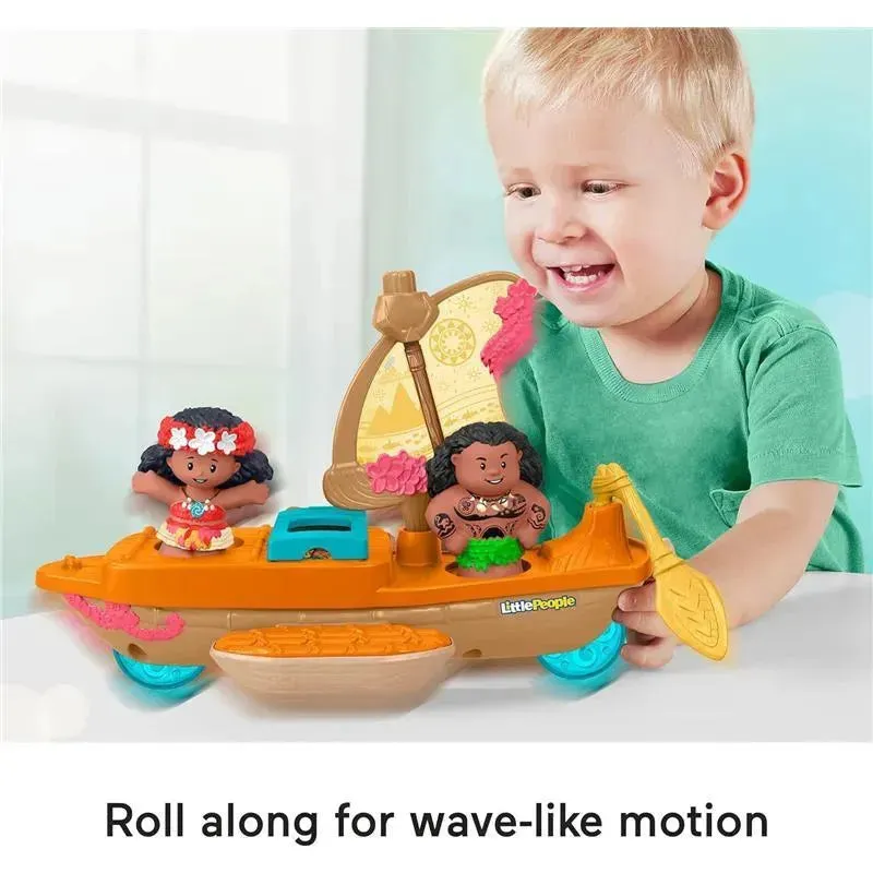 Fisher Price - Little People Toddler Toys Disney Princess Moana & Maui’s Canoe Sail Boat with 2 Figures - Image 3