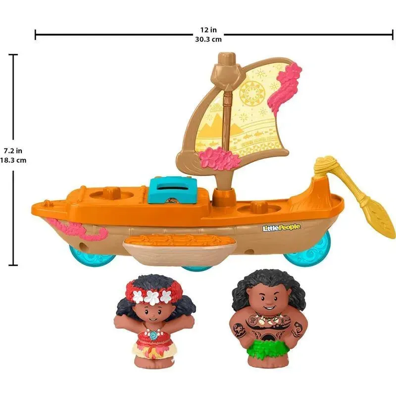 Fisher Price - Little People Toddler Toys Disney Princess Moana & Maui’s Canoe Sail Boat with 2 Figures - Image 5