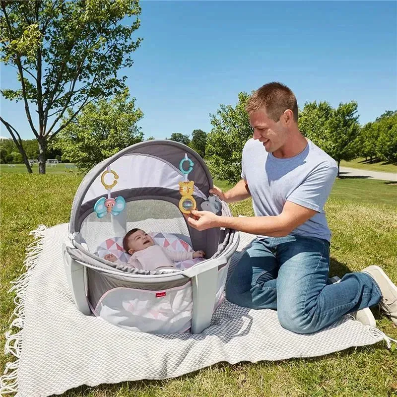Fisher Price On-The-Go Baby Dome, Baby Girl Play Space & Napping Spot, Rosy Windmill - Image 6