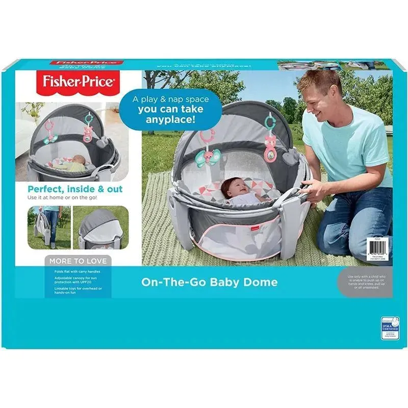 Fisher Price On-The-Go Baby Dome, Baby Girl Play Space & Napping Spot, Rosy Windmill - Image 7