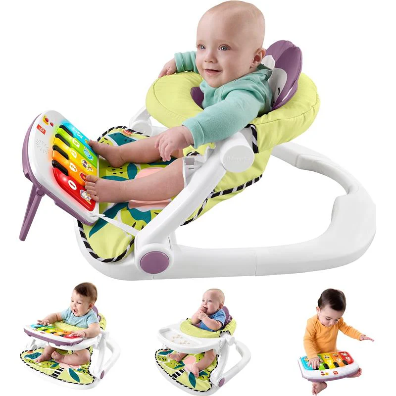 Fisher Price - Portable Baby Chair Kick & Play Deluxe Sit-Me-Up Seat with Piano Learning Toy & Tray