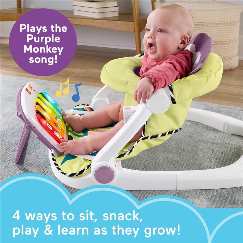 Fisher Price - Portable Baby Chair Kick & Play Deluxe Sit-Me-Up Seat with Piano Learning Toy & Tray - Image 2