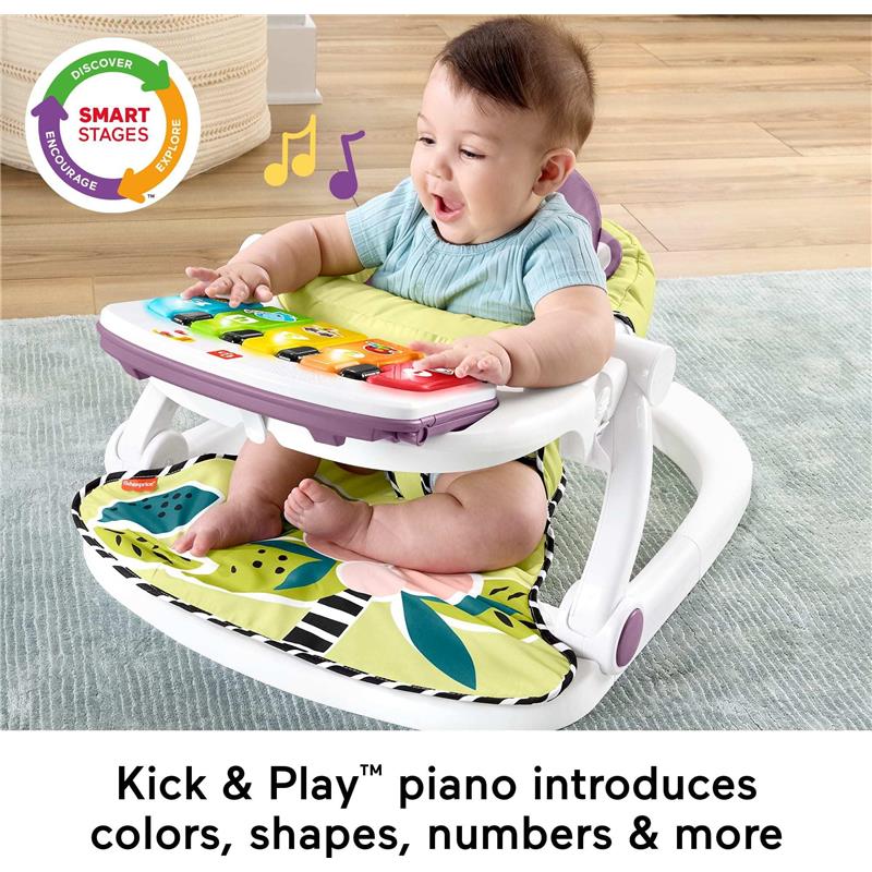 Fisher Price - Portable Baby Chair Kick & Play Deluxe Sit-Me-Up Seat with Piano Learning Toy & Tray - Image 3